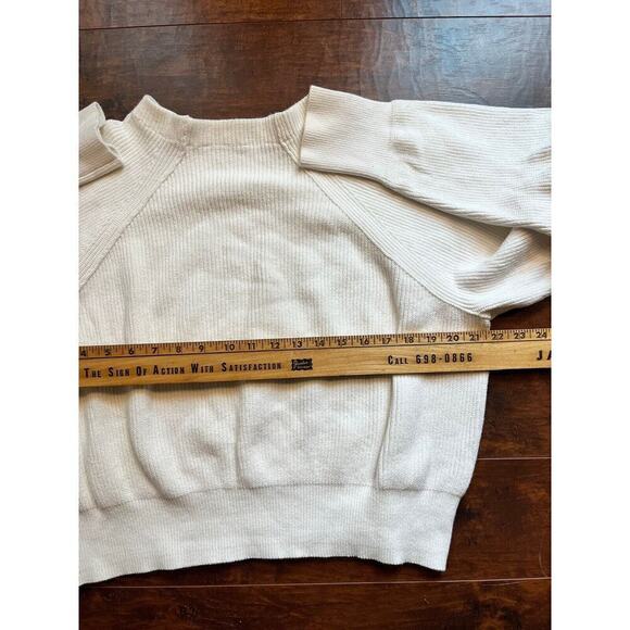 Free People White Ribbed Heavy Knit Sweater Womens Size L - Picture 3 of 7